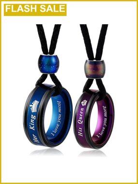 Stainless Steel Matching Couple Necklaces Set for Men and Women King Queen